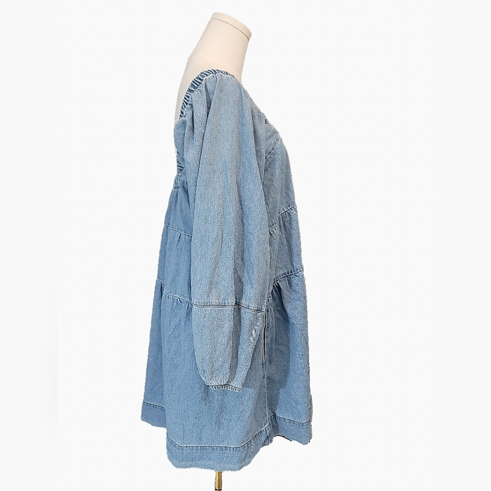 Free People Light Blue Long Sleeve Mini Dress - Picture 4 of 7